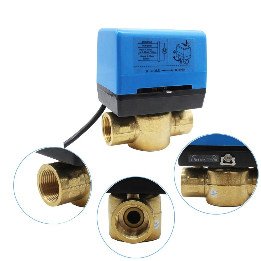 0-10VDC Modulating Electric Motor with Female Thread Brass Material Valve Body Motorized Control Valve